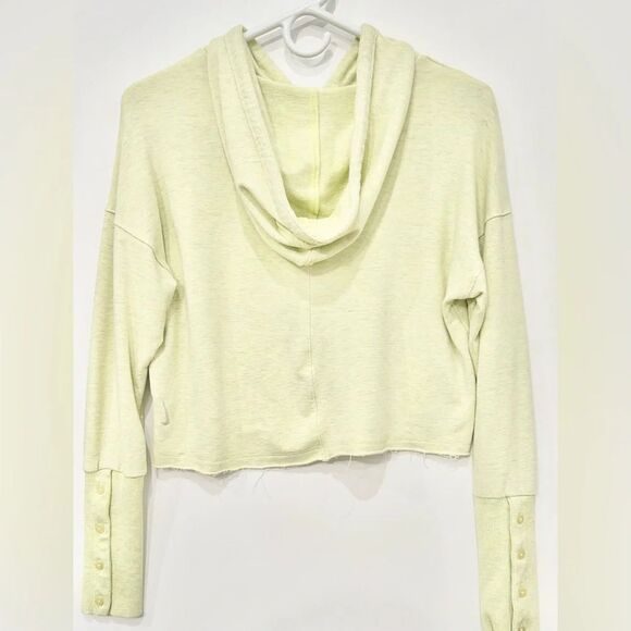 Nike Dri-FIT Pale Yellow & Grey Heathered Cropped Hoodie XS Lightweight Pullover - Picture 5 of 9